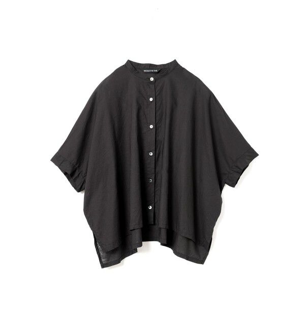 mizuiro ind「mizuiro ind コットンリネンスタンドカラーワイドシャツ」|シャツ・ブラウス|ブラック