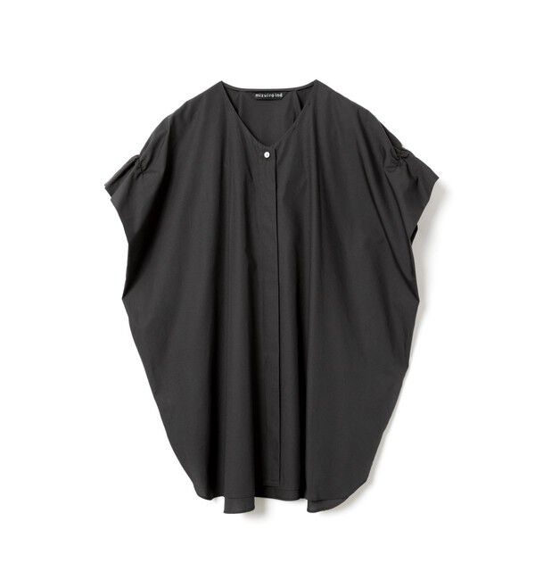 mizuiro ind「mizuiro ind Vネックワイドチュニックシャツ」|シャツ・ブラウス|