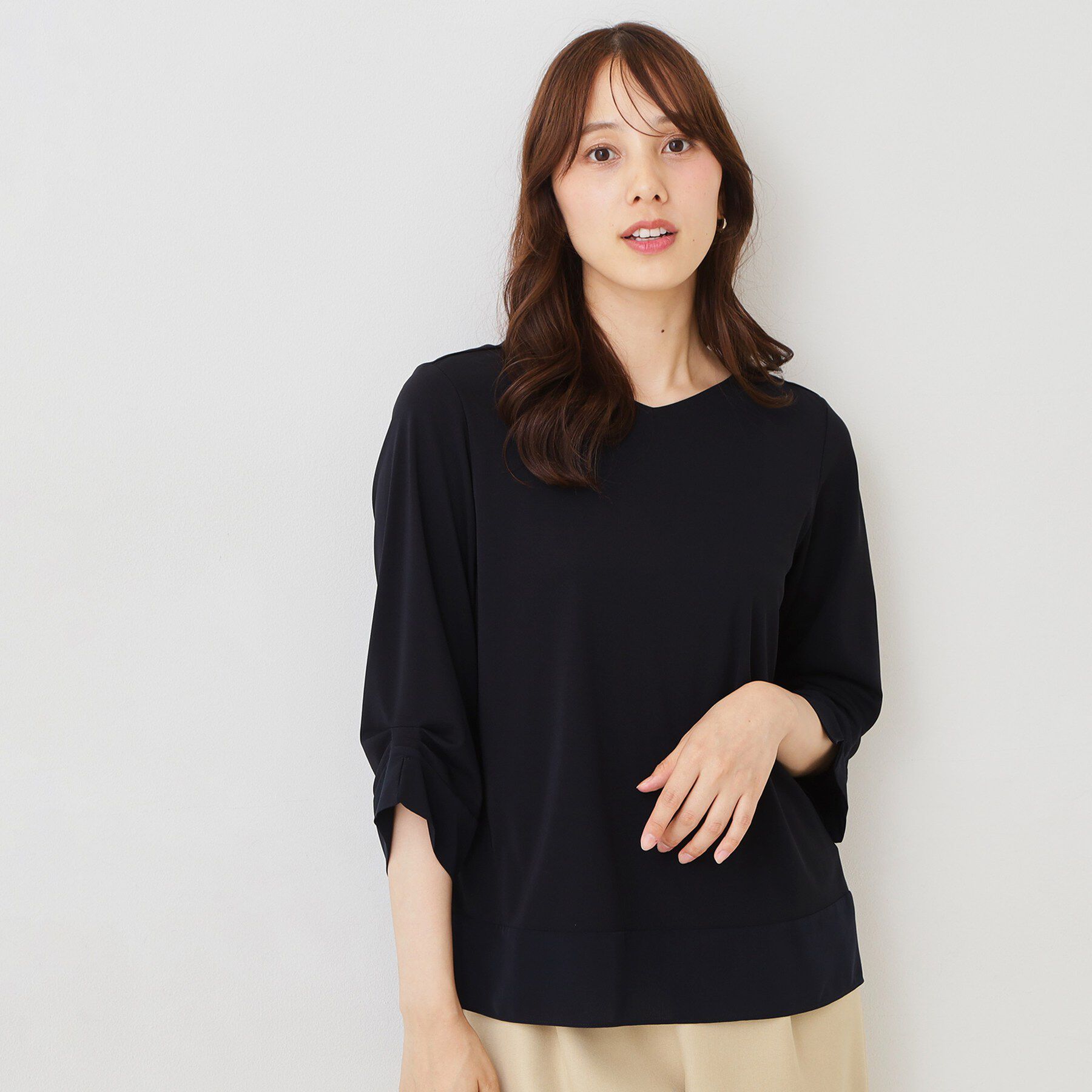 COUP DE CHANCE「【手洗い可／日本製】スムースジャージ七分袖カットソー」|Tシャツ・カットソー|