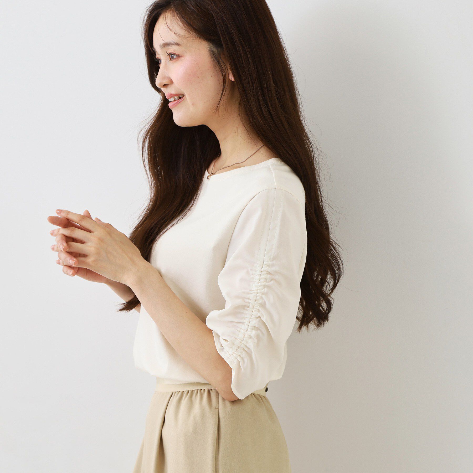 COUP DE CHANCE「【手洗い可／日本製】袖ギャザーカットソー」|Tシャツ・カットソー|