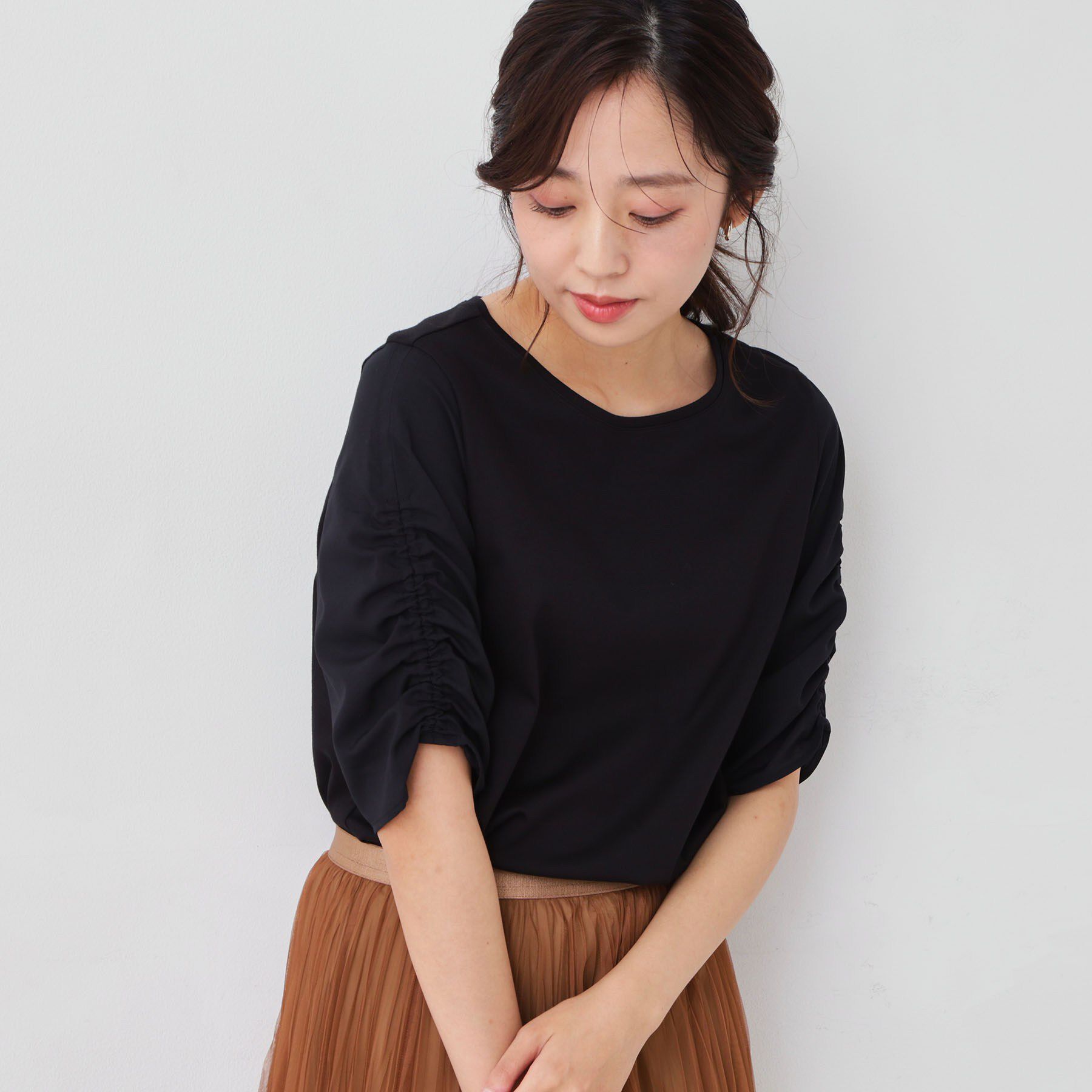 COUP DE CHANCE「【手洗い可／日本製】袖ギャザーカットソー」|Tシャツ・カットソー|