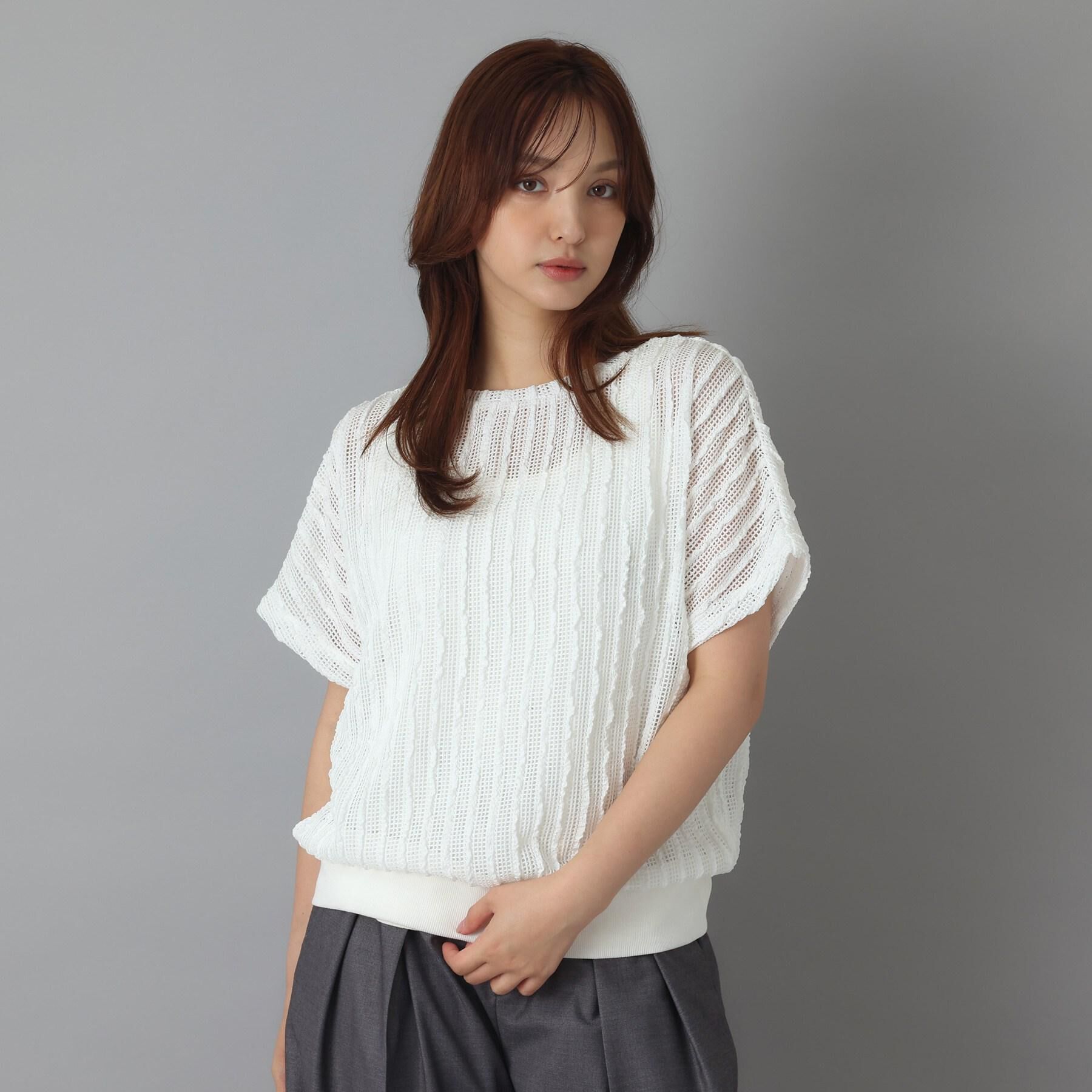 DRESSTERIOR「【体型カバー/日除け】ドルマンスリーブ シアーメッシュプルオーバー」|Tシャツ・カットソー|