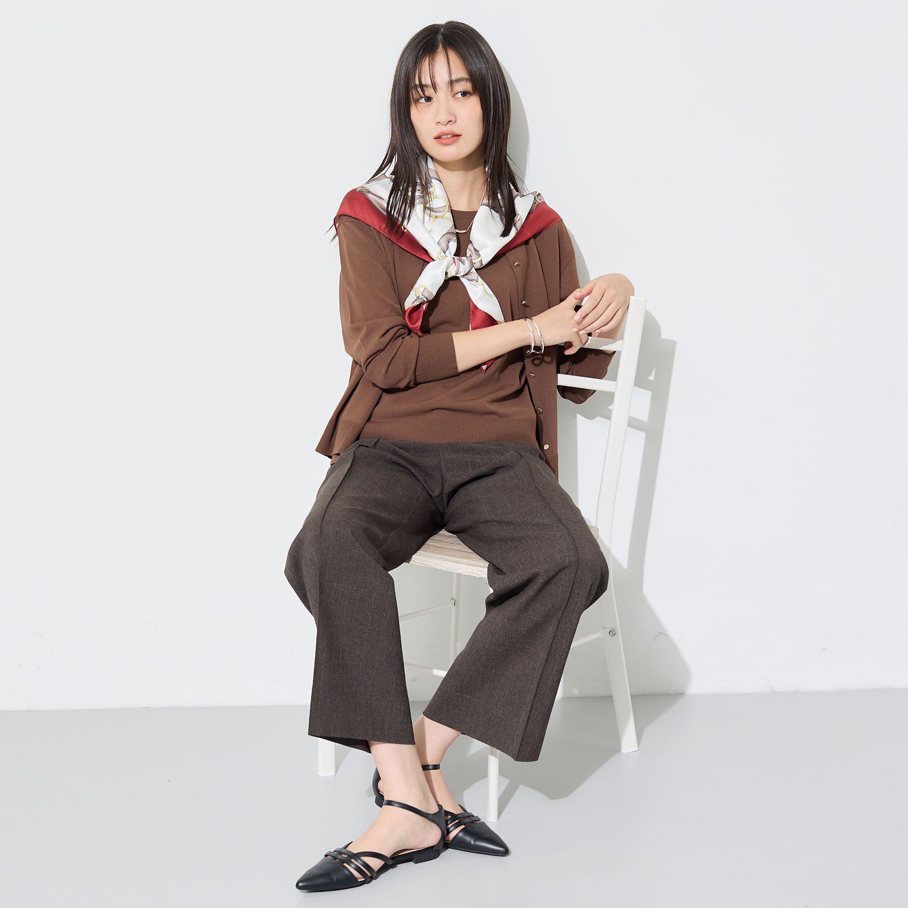 INDIVI「【2点セット】5分袖ニット＆カーディガン きれいめアンサンブルニット」|その他|