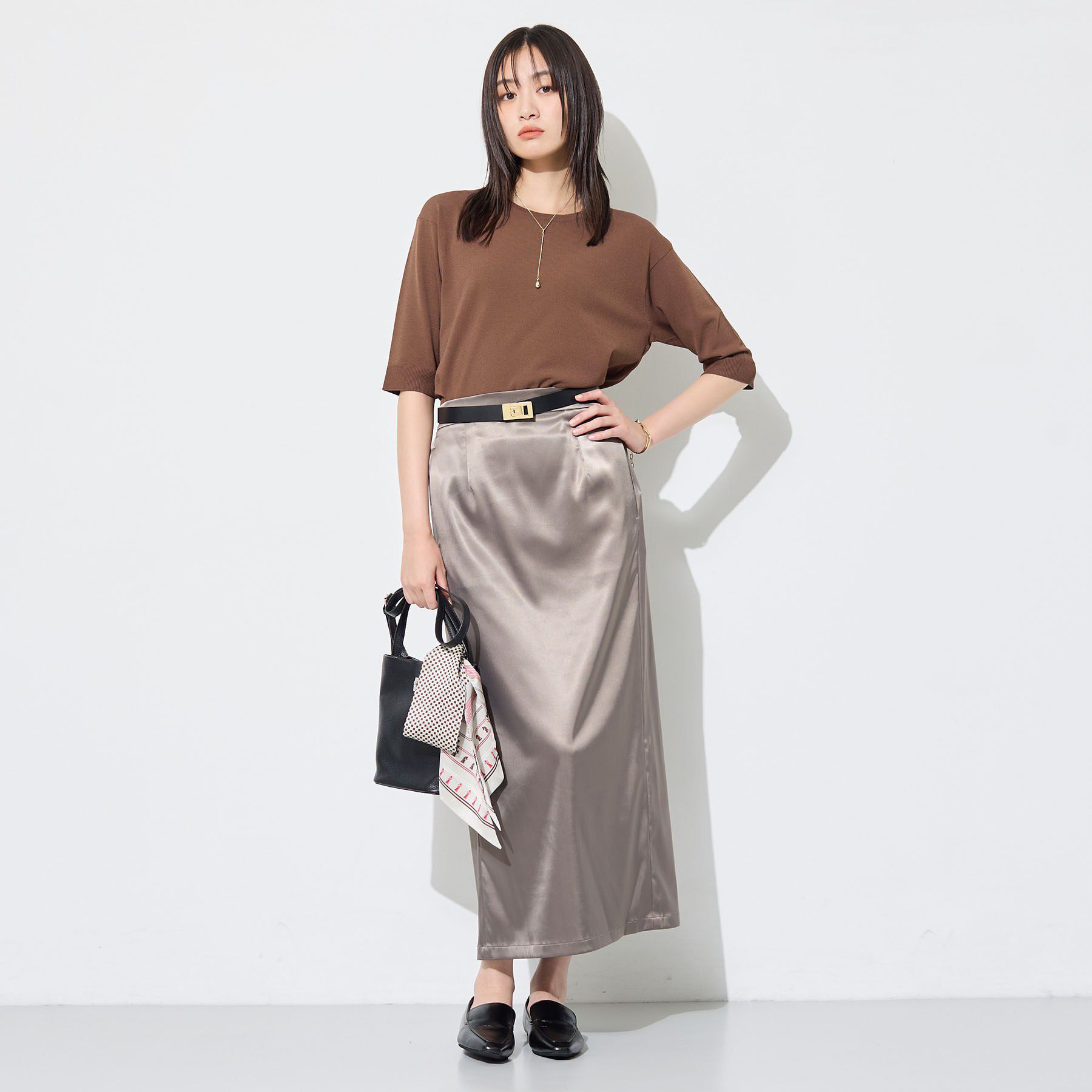 INDIVI「【2点セット】5分袖ニット＆カーディガン きれいめアンサンブルニット」|その他|
