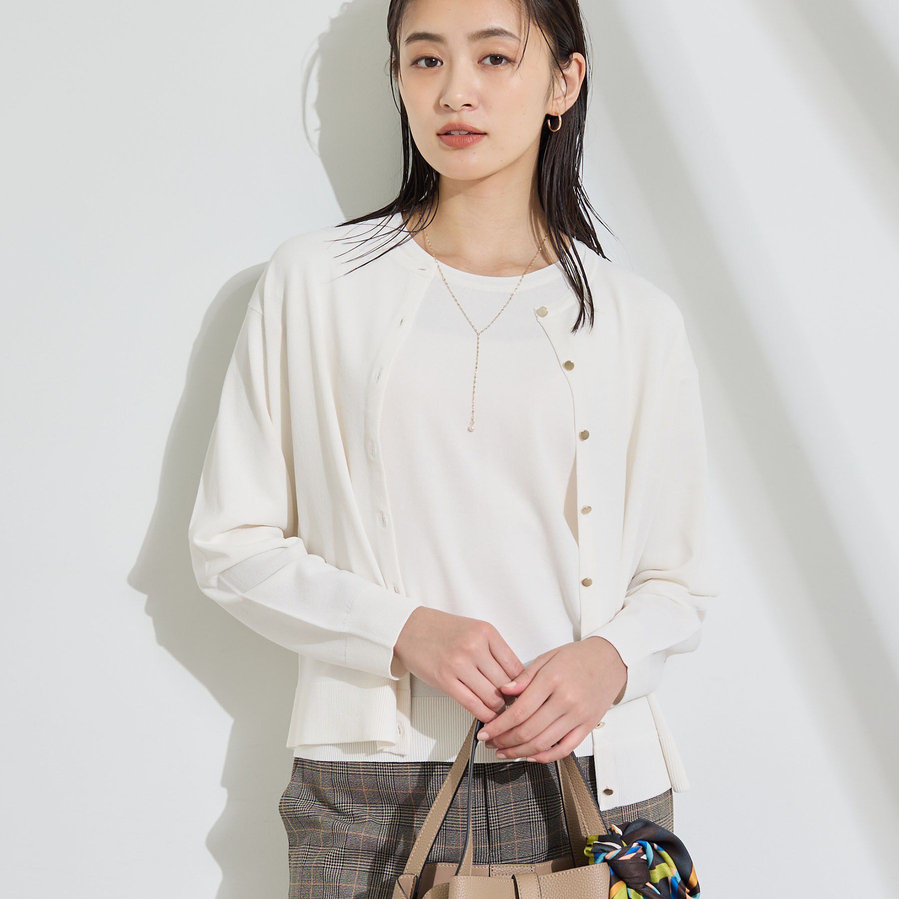 INDIVI「【2点セット】5分袖ニット＆カーディガン きれいめアンサンブルニット」|その他|