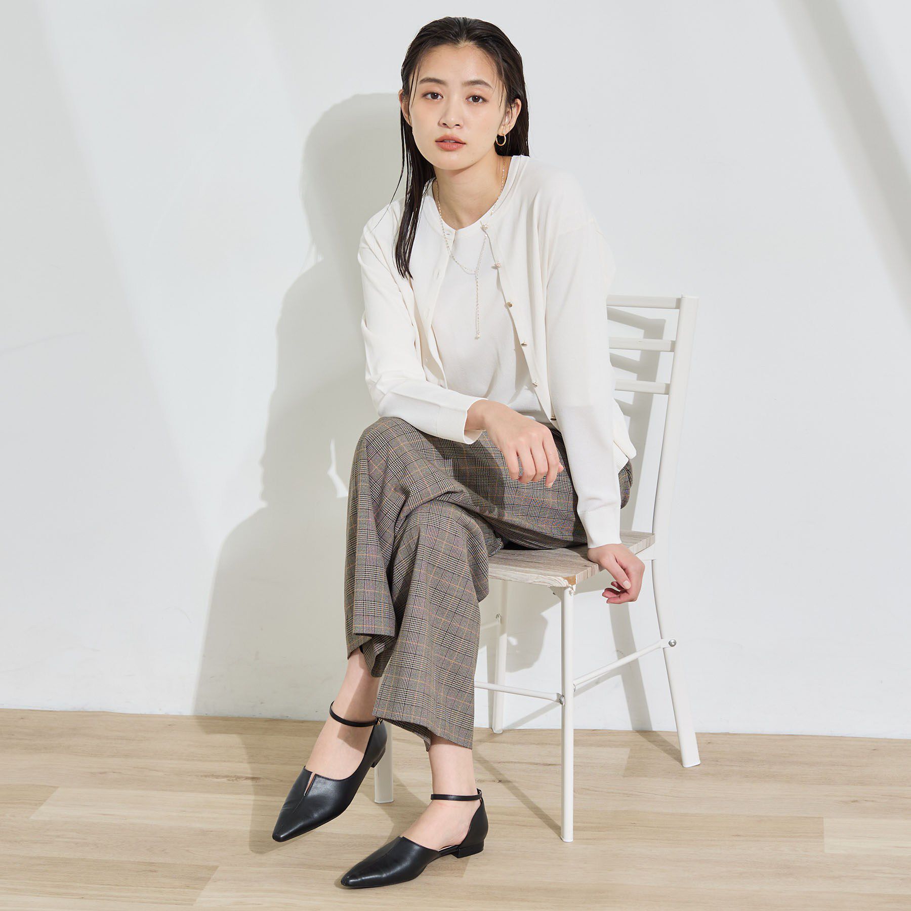 INDIVI「【2点セット】5分袖ニット＆カーディガン きれいめアンサンブルニット」|その他|