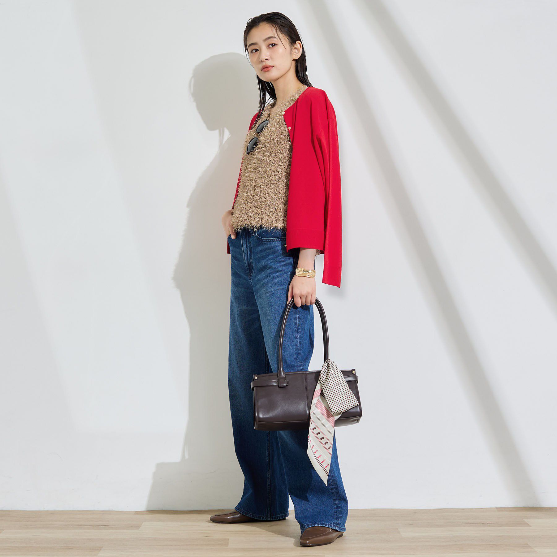 INDIVI「【2点セット】5分袖ニット＆カーディガン きれいめアンサンブルニット」|その他|
