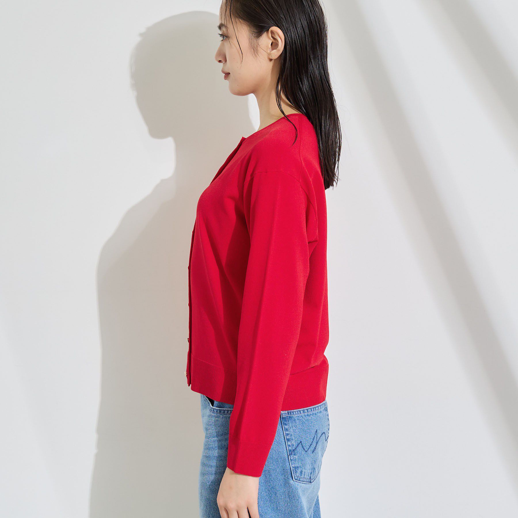 INDIVI「【2点セット】5分袖ニット＆カーディガン きれいめアンサンブルニット」|その他|