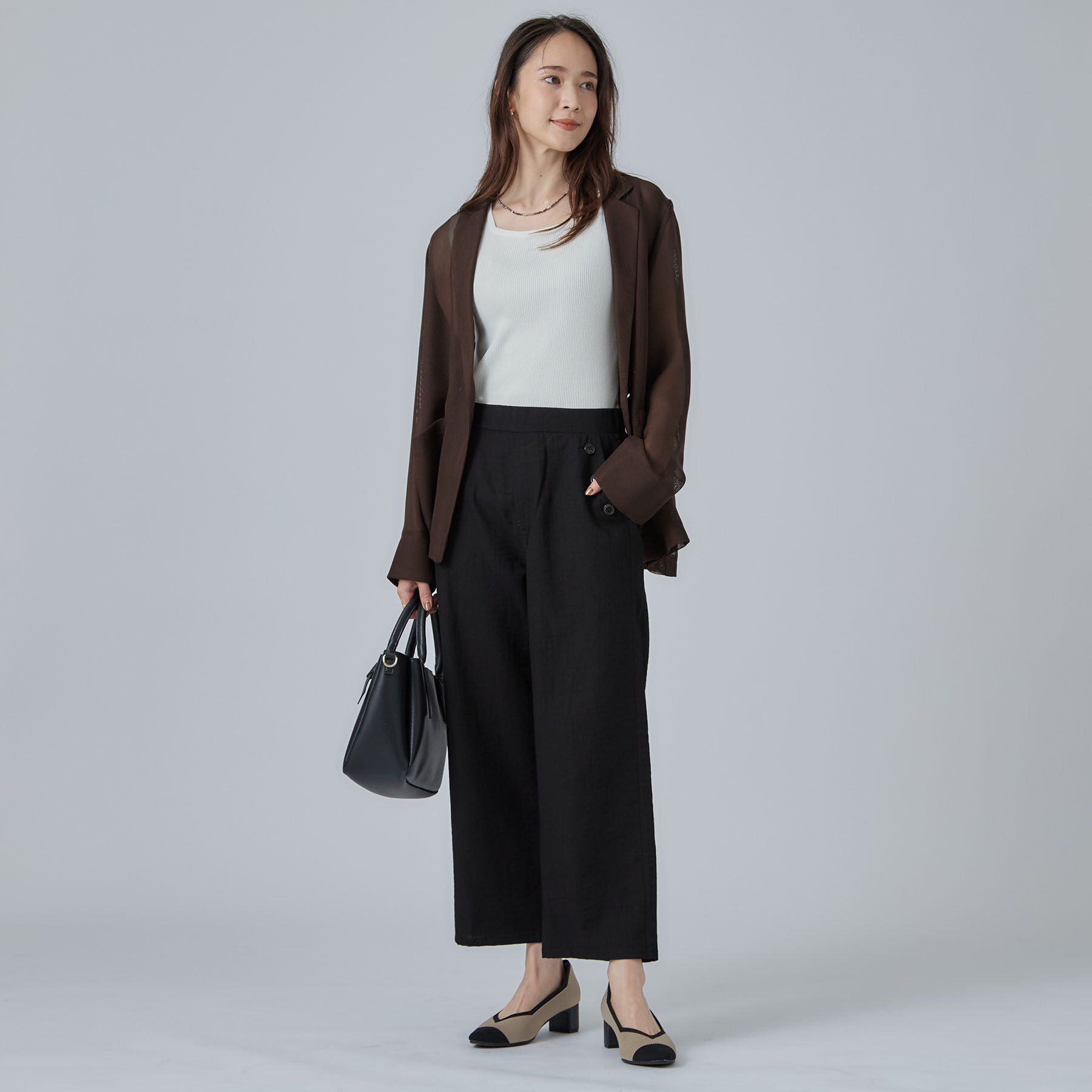 SHOO･LA･RUE「【ひんやり/S-LL/洗濯機可】ボタンがアクセント ストレートクロップドパンツ」|その他|