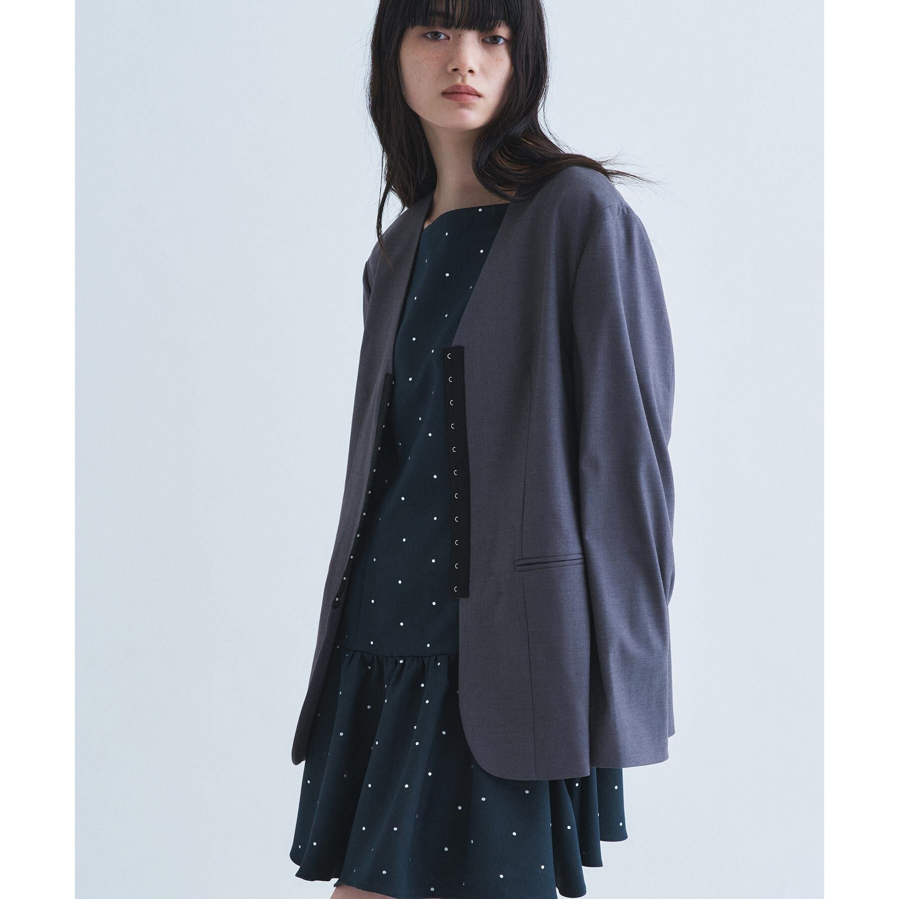 CODE A「soft relaxed hook jacket」|ノーカラージャケット|
