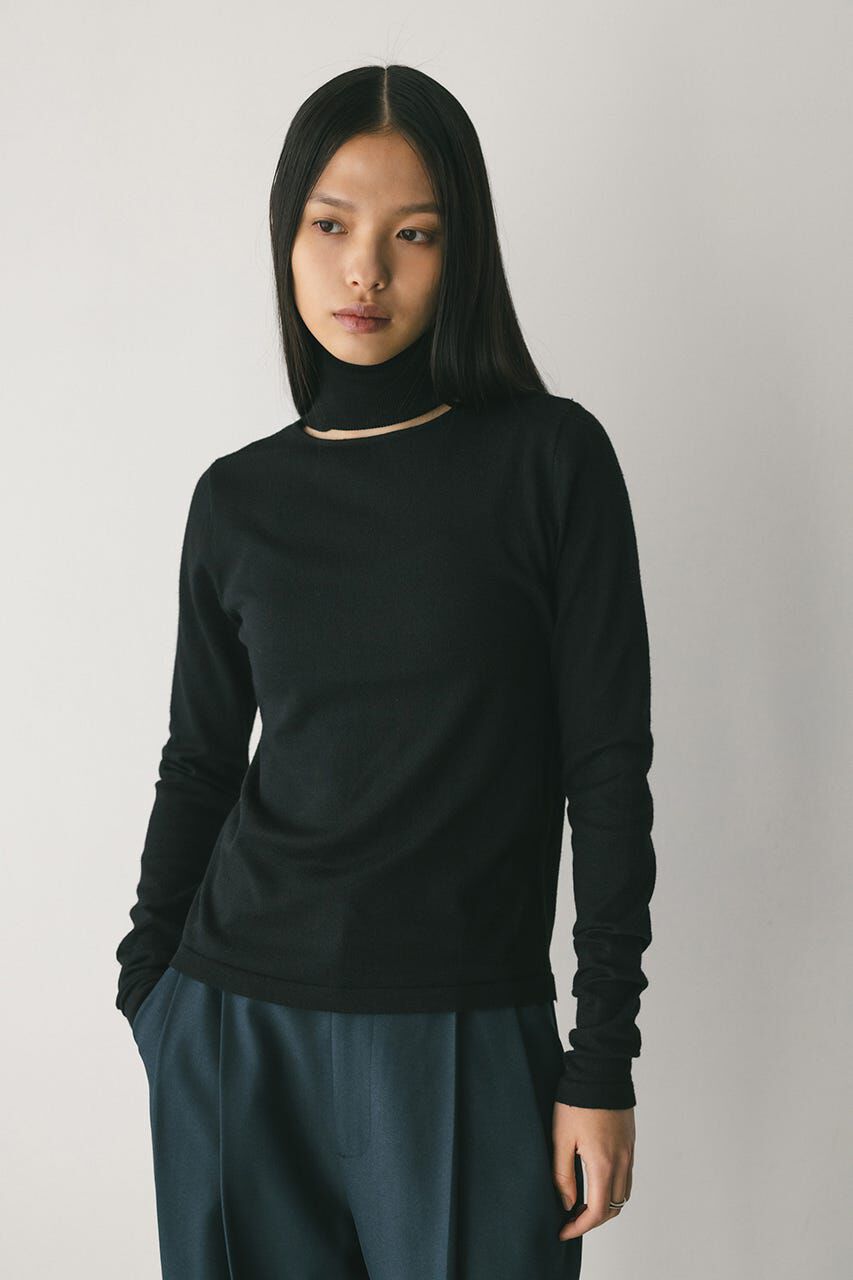 STYLEMIXER「2WAYウォッシャブルハイネックオープンニット」|ニット・セーター|BLK