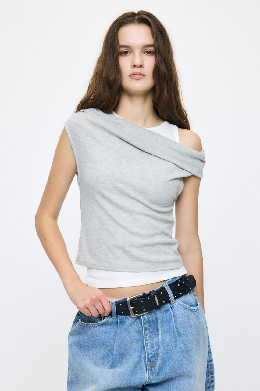 MOUSSY「LAYERED OFF SHOULDER トップス」|Tシャツ・カットソー|T.GRY