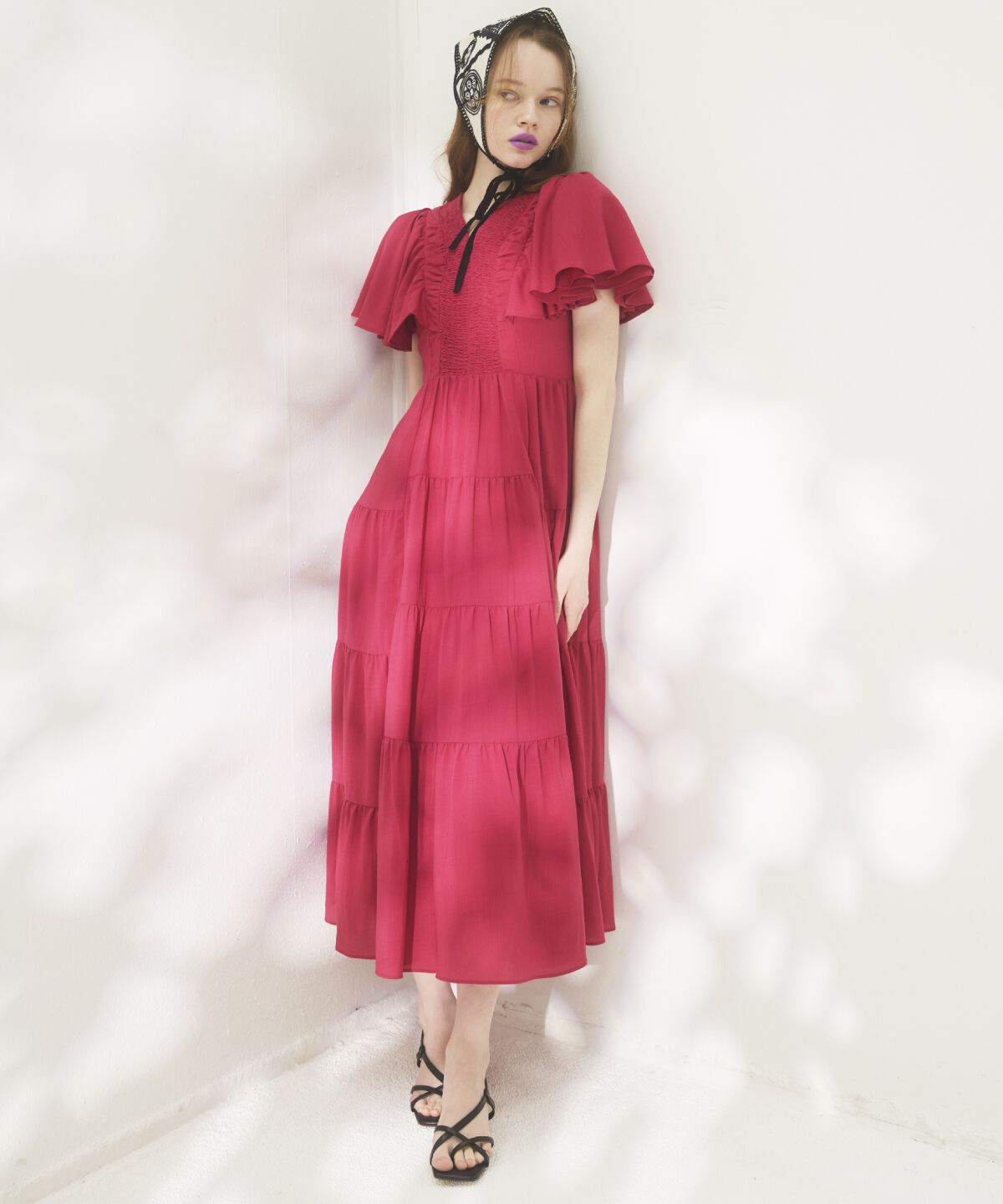 アンドクチュール「ギャザーVネックティアードワンピース」|ワンピース|