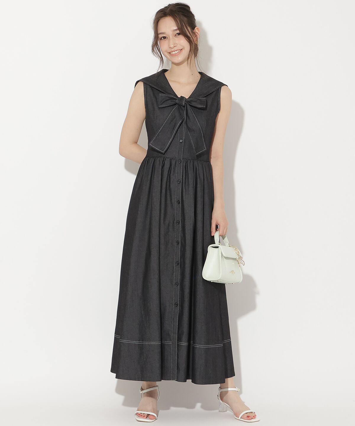 WILLSELECTION「セーラーカラーノースリーブシャツワンピース」|ワンピース|ブラック