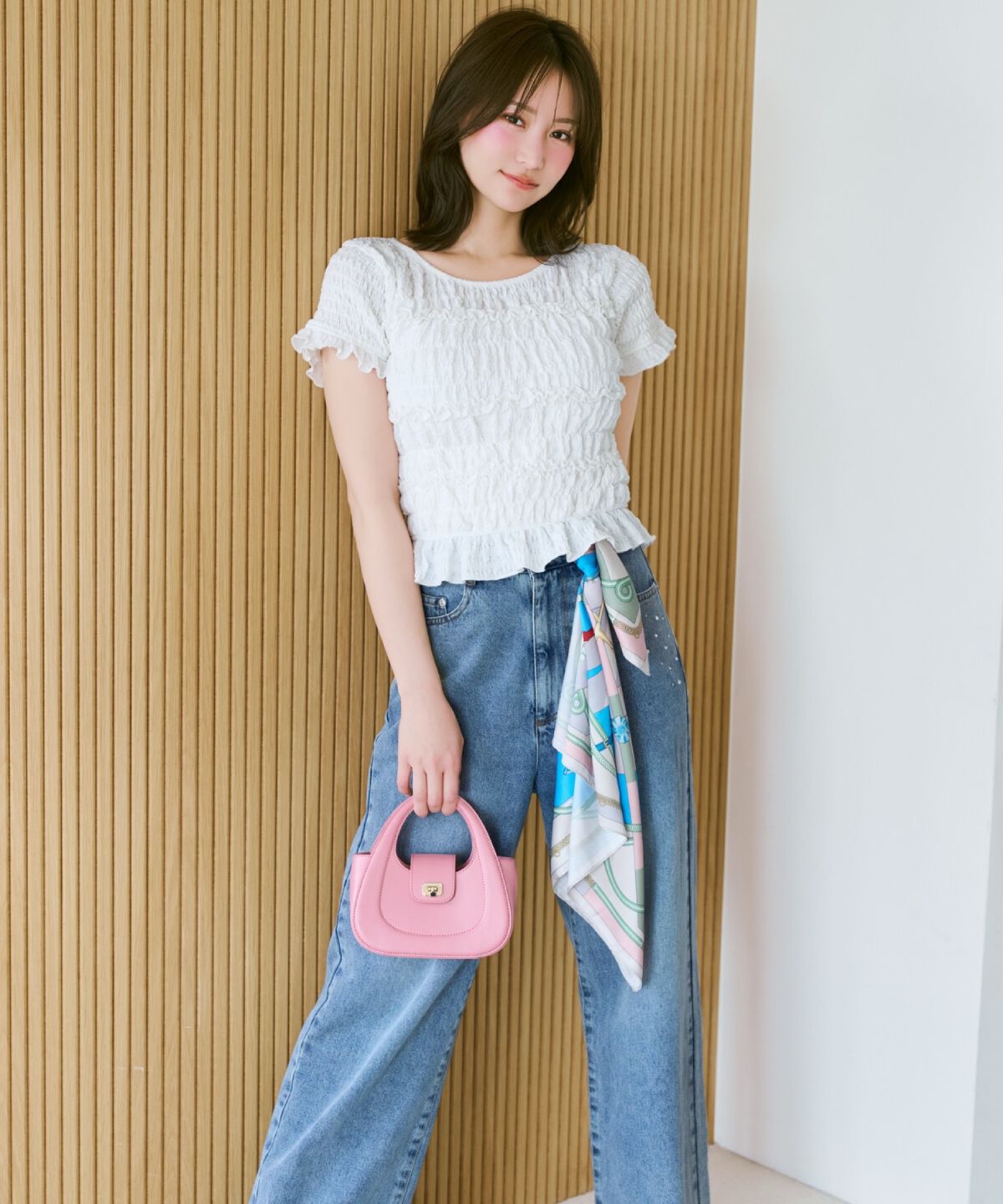 WILLSELECTION「シャーリングフリルトップス」|Tシャツ・カットソー|