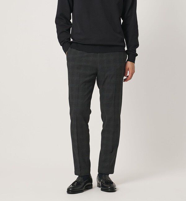 UNITED ARROWS「グレンプレイド ノープリーツ テーパードパンツ UA COZY ウォッシャブル 2WAYストレッチ」|スラックス|