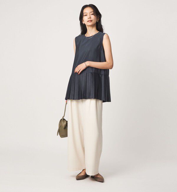 UNITED ARROWS green label relaxing「プリーツ ドッキング ノースリーブ ブラウス」|シャツ・ブラウス|