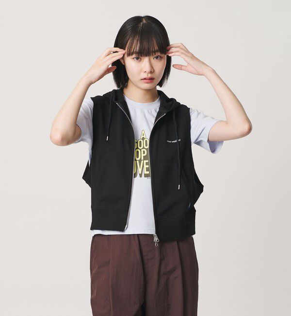 NICE WEATHER「＜NICE WEATHER＞ウィメンズ スリーブレス フーディ」|タンクトップ|BLACK