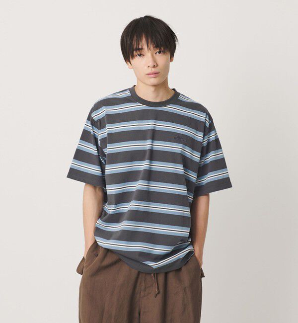 NICE WEATHER「＜NICE WEATHER＞ボーダーショートスリーブ Tシャツ」|Tシャツ・カットソー|DK.GRAY