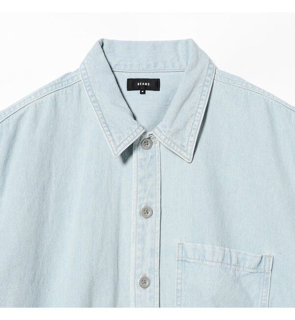 BEAMS「BEAMS｜ショート デニム シャツ【ワイドショートフィット】」|シャツ・ブラウス|