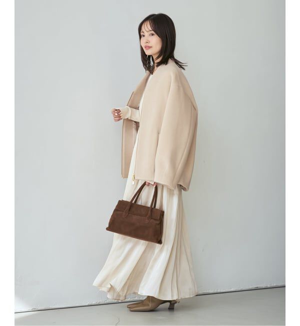 NOBLE「《予約》ニットドッキングサテンフレアワンピース」|ワンピース|