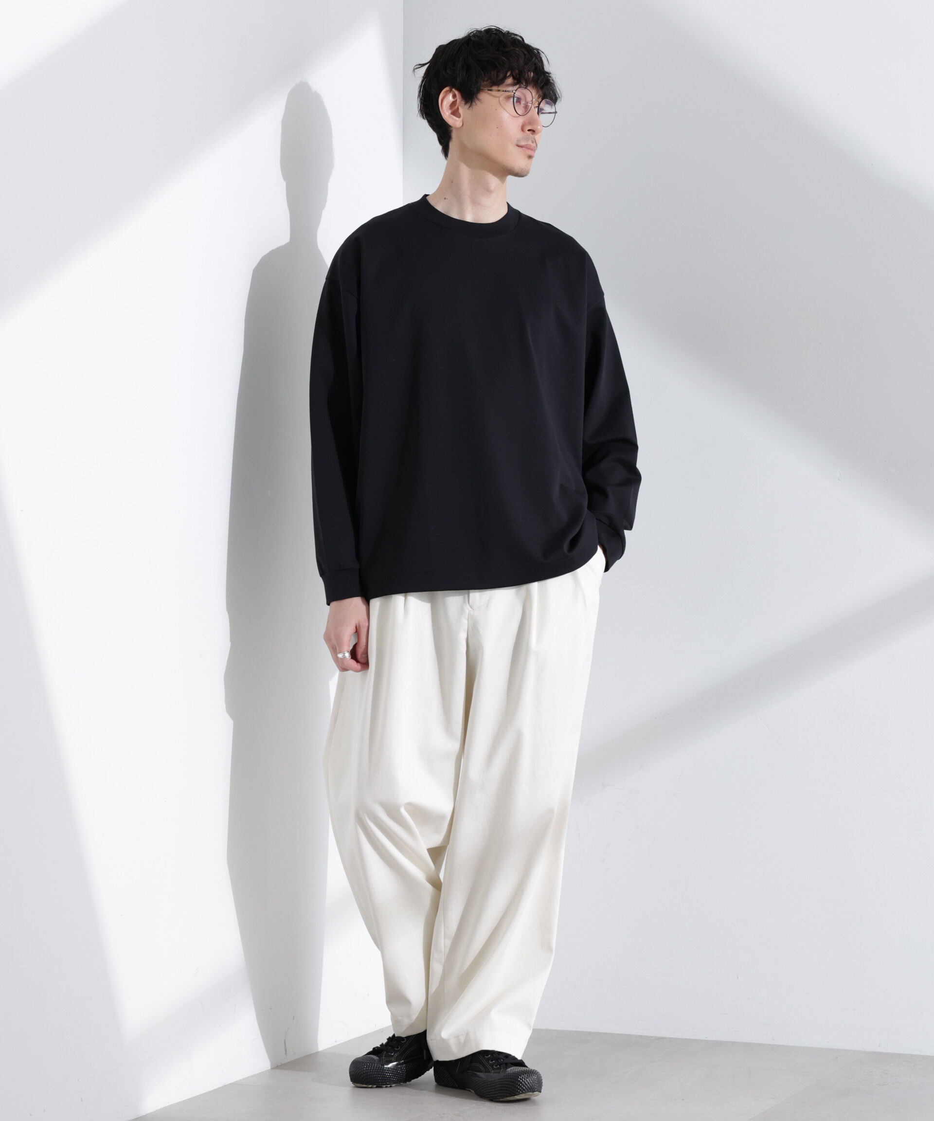 NANO universe「シルケットポンチロングスリーブバルーンTシャツ 長袖」|Tシャツ・カットソー|