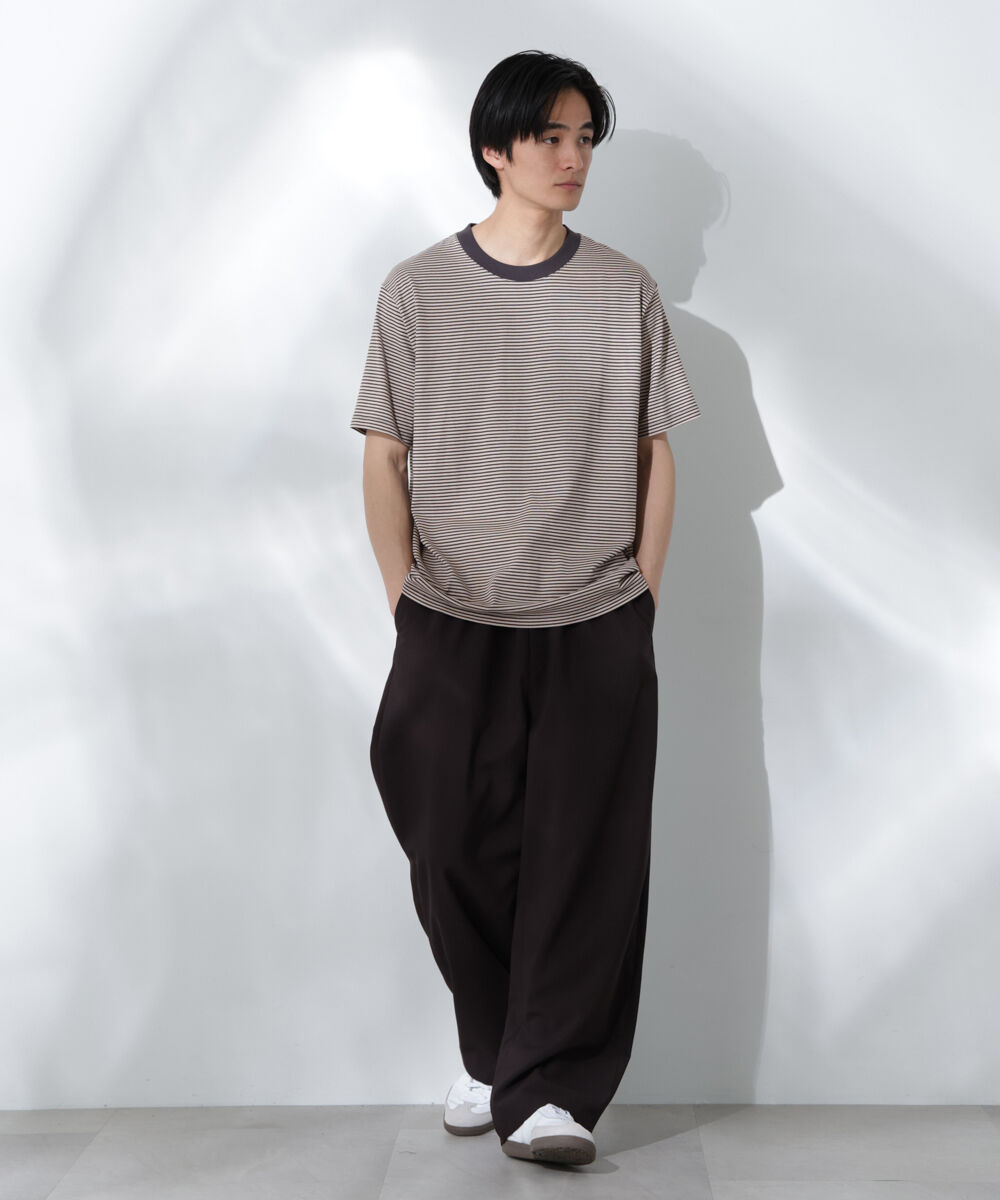 NANO universe「Anti Soaked(R)  汗染み防止 ボーダーミドルシルエットTシャツ」|Tシャツ・カットソー|