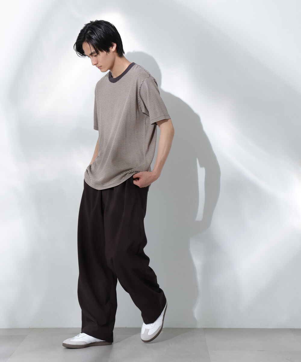 NANO universe「Anti Soaked(R)  汗染み防止 ボーダーミドルシルエットTシャツ」|Tシャツ・カットソー|