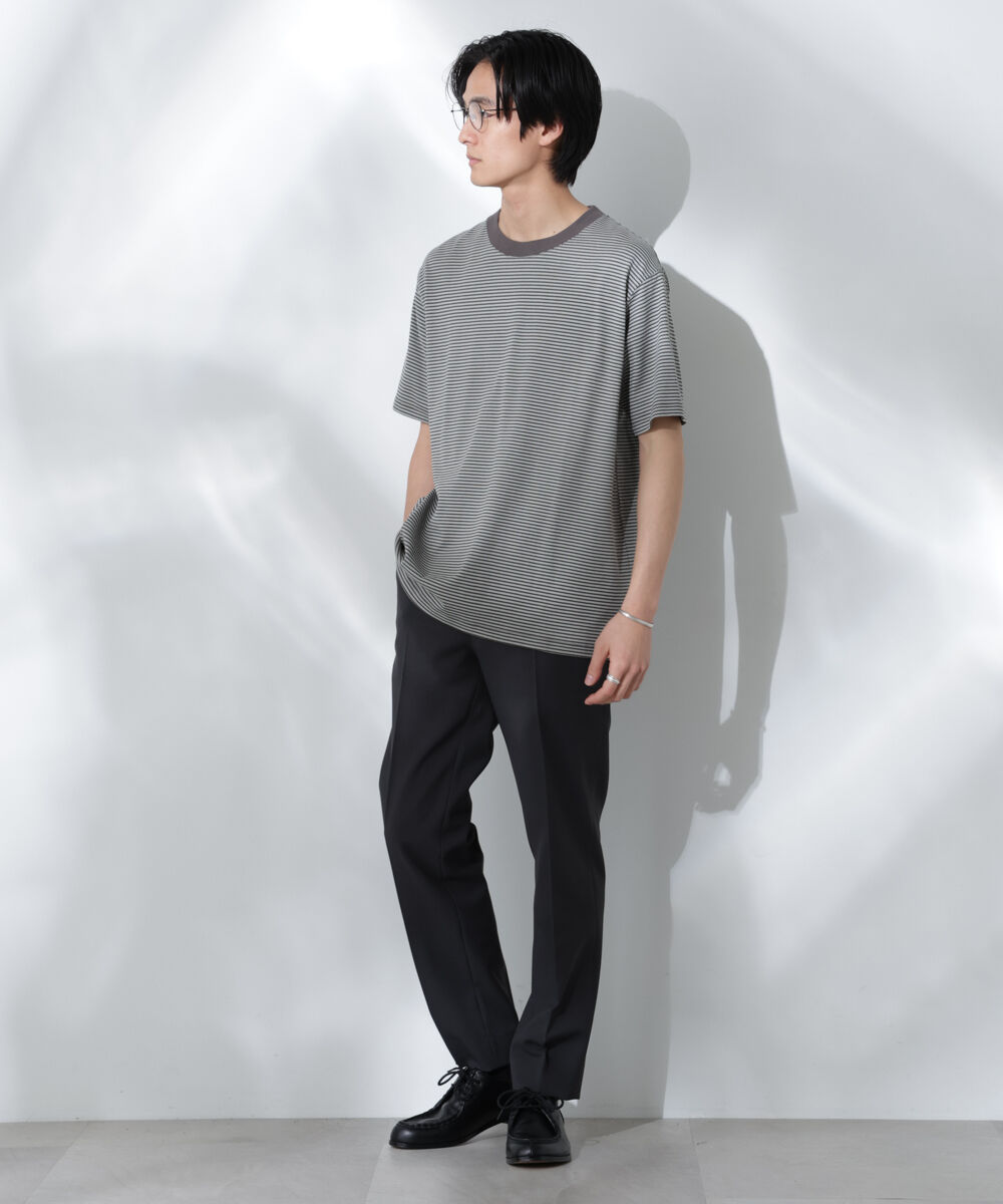 NANO universe「Anti Soaked(R)  汗染み防止 ボーダーミドルシルエットTシャツ」|Tシャツ・カットソー|
