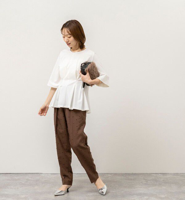 NOLLEY'S「《接触冷感/UVカット》ウォッシャブルハイスペックジャージペプラムプルオーバー」|Tシャツ・カットソー|
