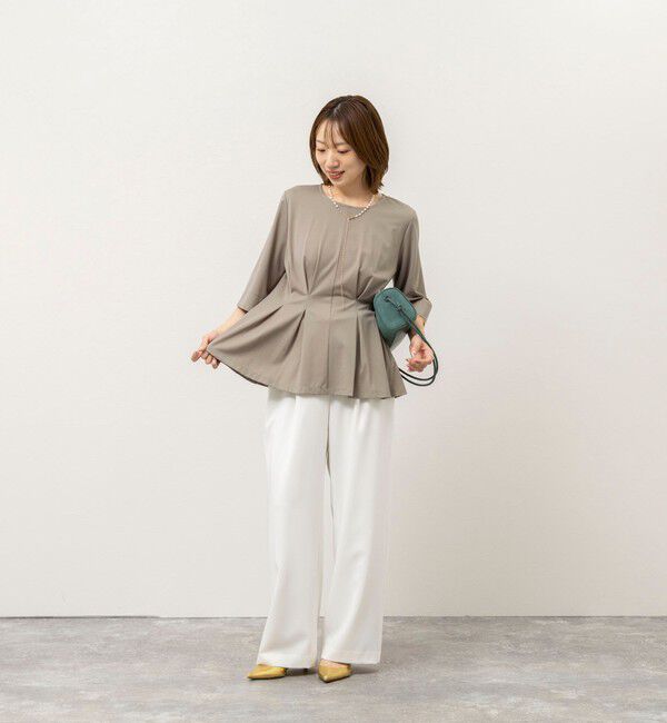 NOLLEY'S「《接触冷感/UVカット》ウォッシャブルハイスペックジャージペプラムプルオーバー」|Tシャツ・カットソー|