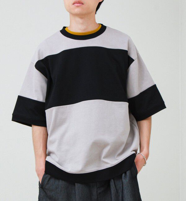 GLOSTER「【バックプリントが映える】切り替え GOODNESS オーバーストライプ Tシャツ」|Tシャツ・カットソー|