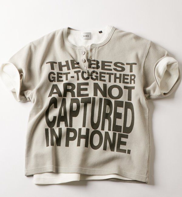  「メッセージワッフルヘンリーS/S TEE」|Tシャツ・カットソー|グレー