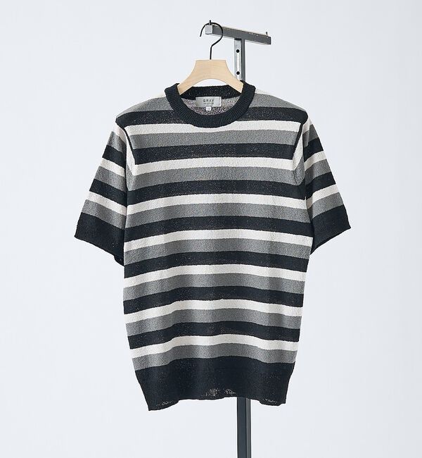 ABAHOUSE「ブークレー マルチボーダー ニットTシャツ」|ニット・セーター|