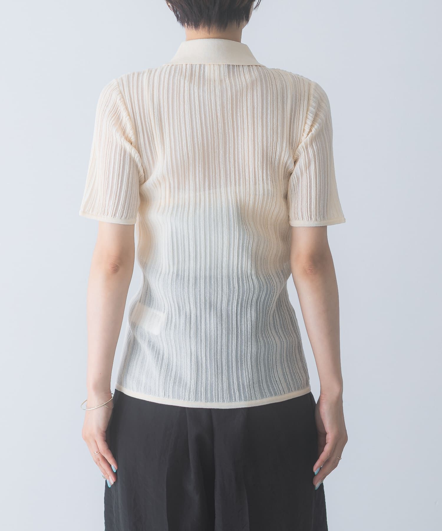 URBAN RESEARCH ROSSO「ELENDEEK　SHEER PLEATS KNIT TOP」|カーディガン|