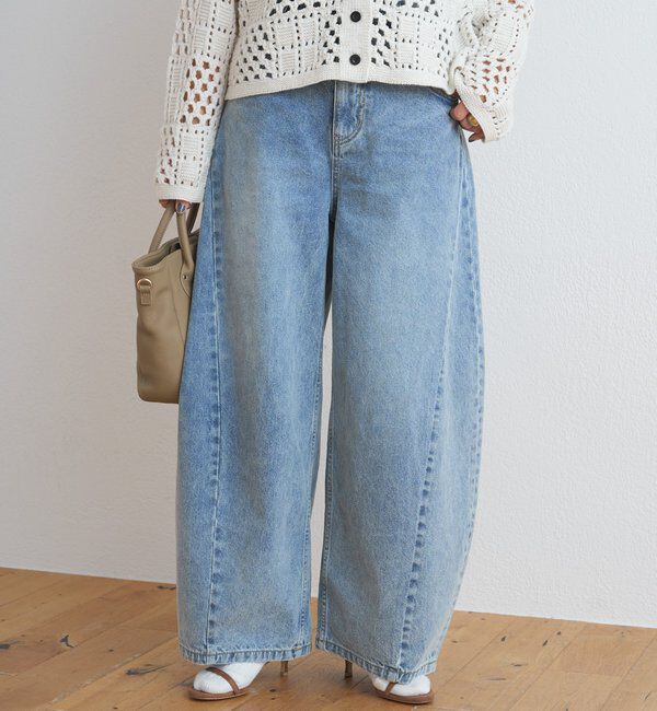  「バレルシルエットデニムパンツ」|デニム|ブルー