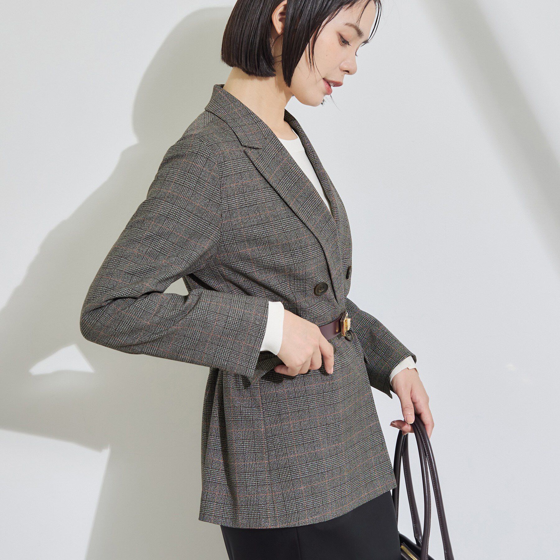 INDIVI「【洗濯機OK／ストレッチ◎】秋はじめのダブルジャケット」|テーラードジャケット|