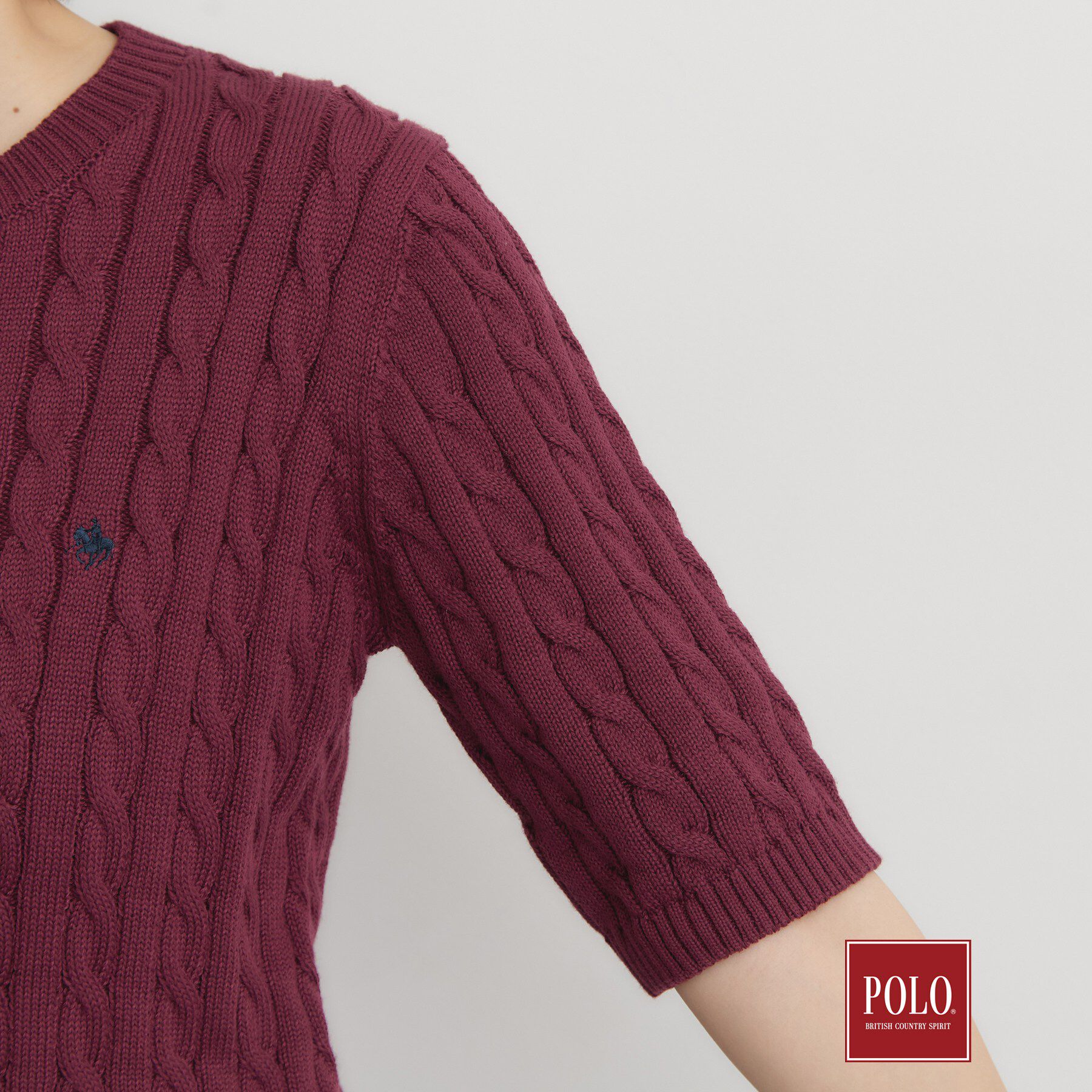 THE SHOP TK「POLO BCS/ケーブル5分袖ニット」|ニット・セーター|