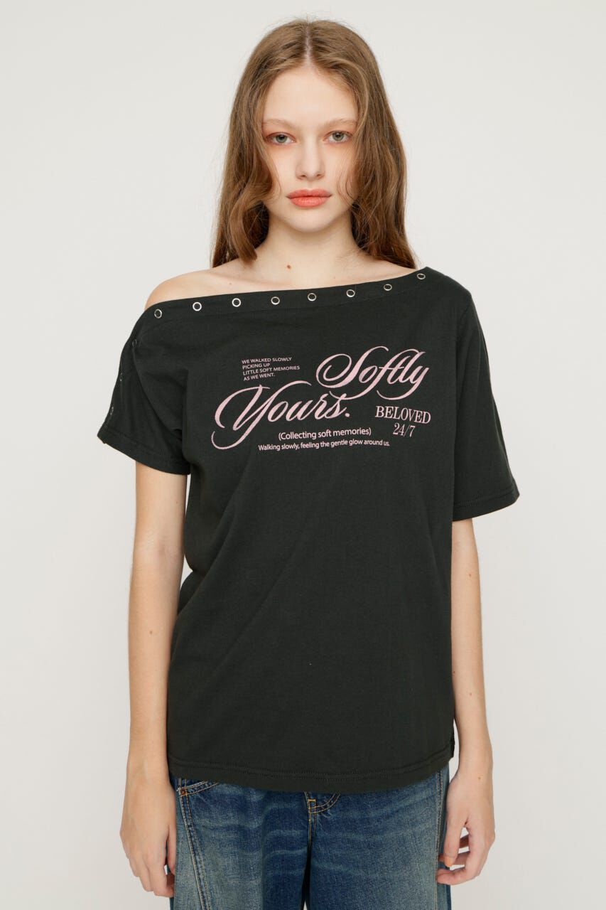 SLY「ONE SHOULDER PRINT トップス」|Tシャツ・カットソー|
