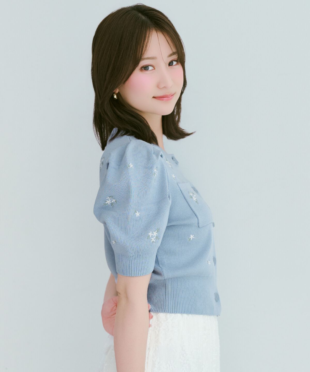 WILLSELECTION「小花刺繍タックスリーブカーディガン」|カーディガン|