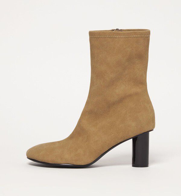 SY UNITED ARROWS「＜SY＞オブリークシリンダーヒール ショートブーツ70&uarr;」|ショートブーツ|BEIGE