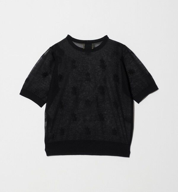 UNITED ARROWS「シアー フラワー ショートスリーブ ニット ‐ウォッシャブル‐」|ニット・セーター|
