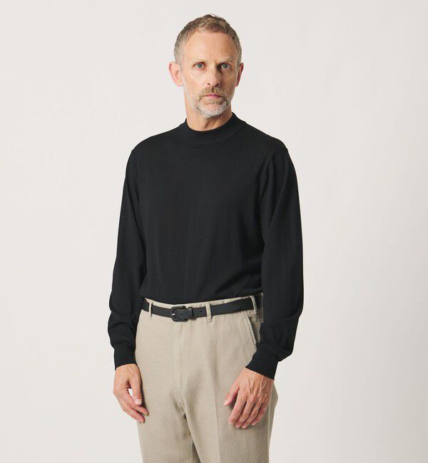 UNITED ARROWS「＜SOVEREIGN＞ハイゲージ モックネック ニット」|ニット・セーター|BLACK