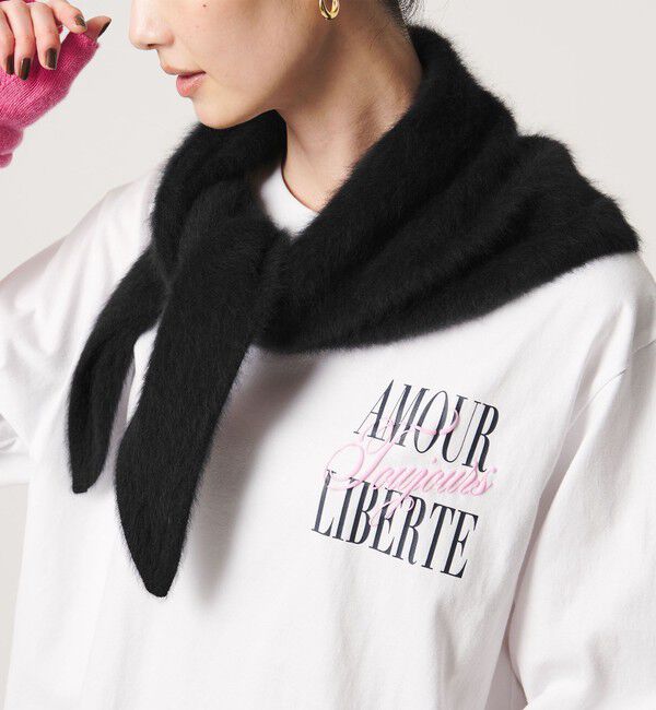 UNITED ARROWS「フォックスカシミヤ トライアングル ストール」|ストール|BLACK