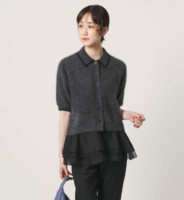 UNITED ARROWS「フォックスカシミヤ オーガンジーコンビ ポロニット」|ニット・セーター|DK.GRAY