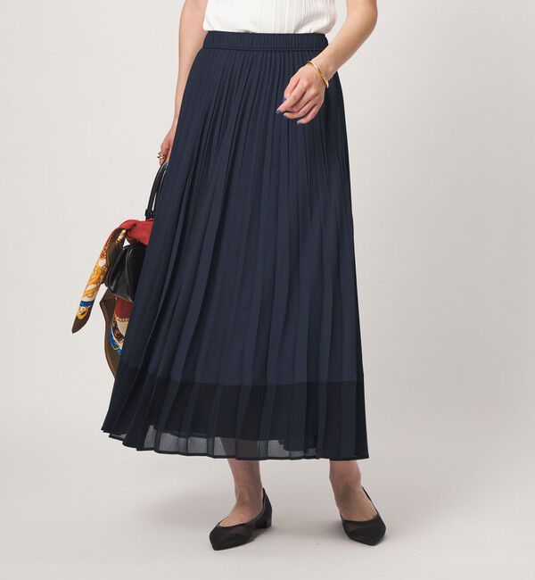 UNITED ARROWS green label relaxing「［size SHORTあり］キリカエ プリーツ スカート」|スカート|NAVY