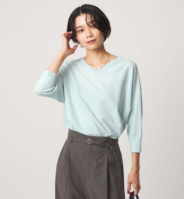 UNITED ARROWS green label relaxing「Vネック ドルマン プルオーバー ニット ウォッシャブル 接触冷感 UVカット」|ニット・セーター|