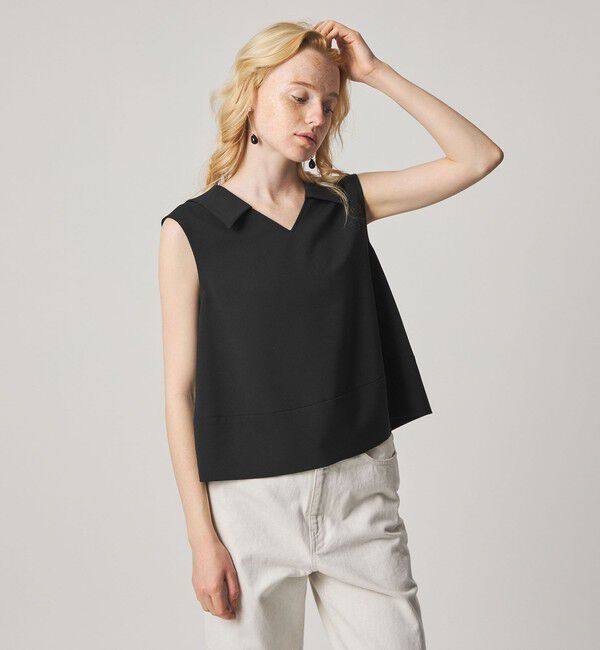 STEVEN ALAN「＜Steven Alan＞フレア ノースリーブ プルオーバー」|シャツ・ブラウス|BLACK