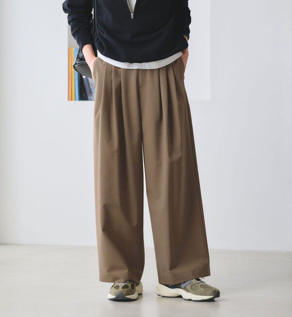 BEAUTY&YOUTH UNITED ARROWS「毛ポリエステルブレンド ワイドタックパンツ 防シワ ウォッシャブル」|その他|