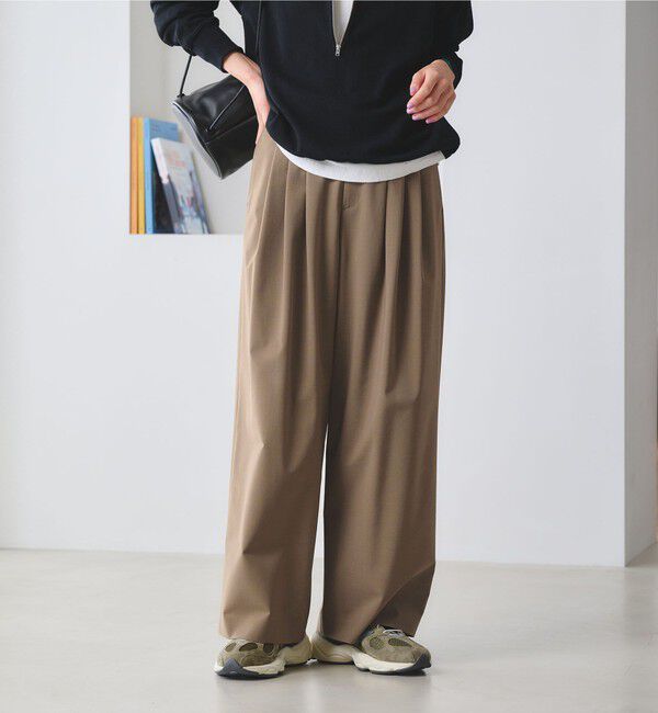 BEAUTY&YOUTH UNITED ARROWS「毛ポリエステルブレンド ワイドタックパンツ 防シワ ウォッシャブル」|その他|